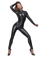 F162 Powerwetlook overall with leash XXL Noir Handmade