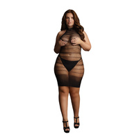 Mini High Lace Neck Net Mini Dress Black Osx Le Désir