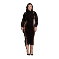 Midi Dress Carme XL Dress With Turtleneck Black OSX Le Désir
