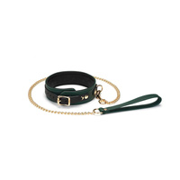Mossy Chic Leather Collar with Leash Liebe Seele