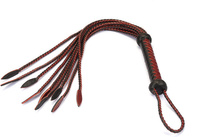 Liebe Seele Wine Red and Black Leather Cat O Nine Tails Whip