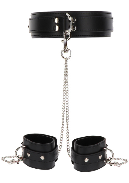 Obróżka Z Kajdankami Heavy Collar And Wrist Cuffs Black Taboom