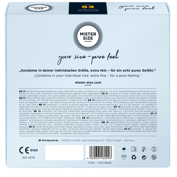 53 Mm Condoms 36 Pieces Mister.Size