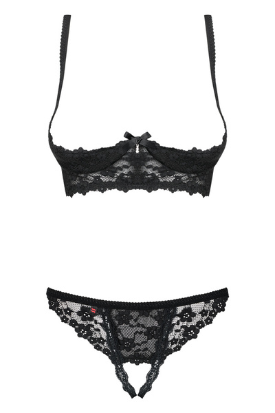 Letica komplet 2-częściowy otwarty czarny S/M Obsessive