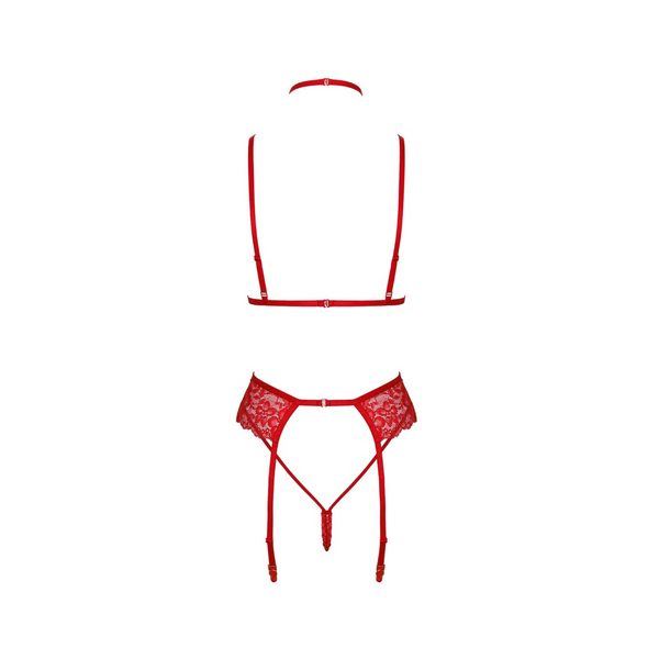 KISS243 Bondage Kiss Set Red L/XL Noir Handmade Lingerie Set