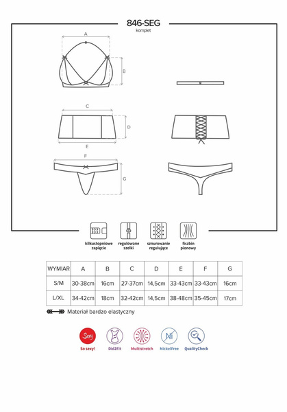 846-Seg-1 Komplet 3-Częściowy Czarny L/Xl Obsessive