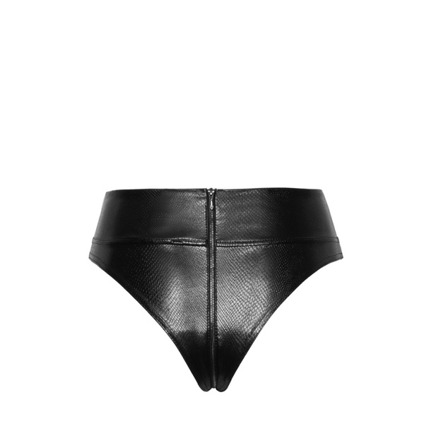 Figi F276 Snake wetlook panty with zipper S Noir Handmade