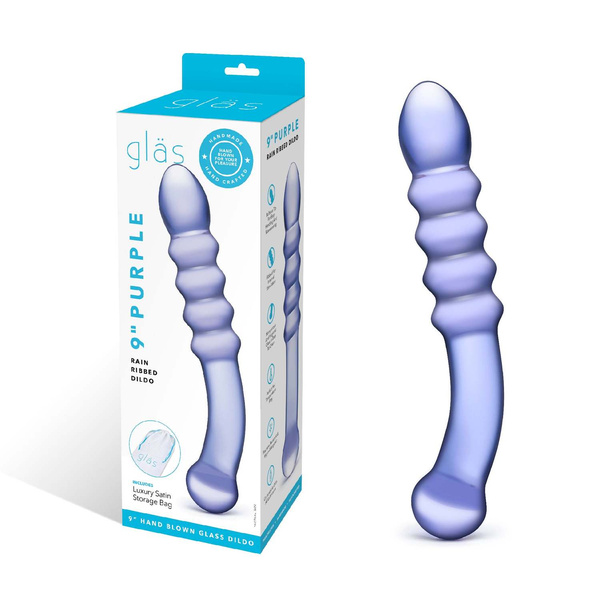 Glas - Purple Rain Ribbed Glass Dildo