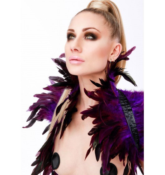 Szal Z Piór Feather Shoulder Wrap Purple Kinky Diva