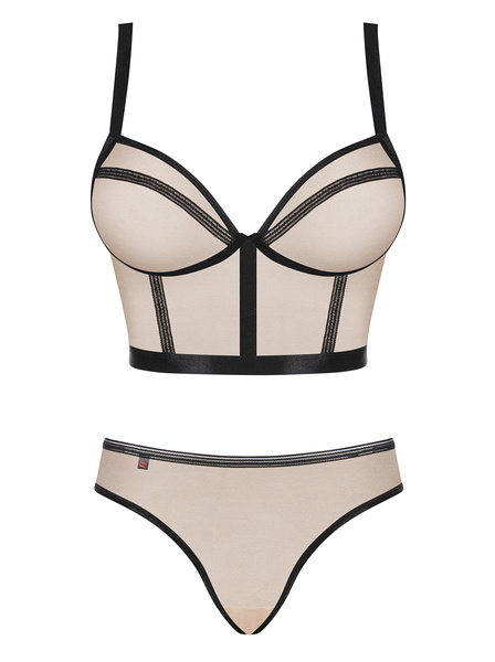 Beige, Shiny Top with Nudelia Nude Panties L/XL Obsessive