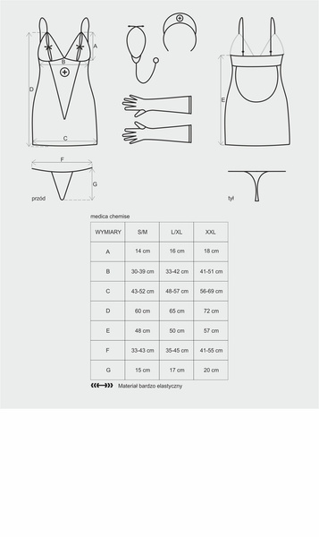 Medica sukienka kostium 5-częściowy + stetoskop