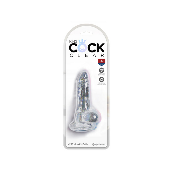 Dildo 10Cm King Cock Clear Cock With Balls Pipedream