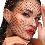 Maska Z Cyrkoniami Starlet Face Mask Black/Rhinestones Kinky Diva