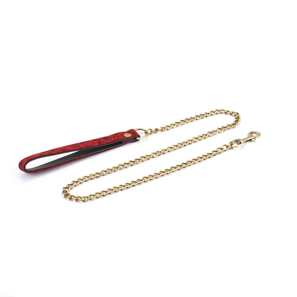 Liebe Seele Kinbaku Ukiyoe Red Rosy Leather Collar and Leash 