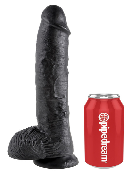 10' Cock With Balls Black Dildo Z Jądrami Czarne 25 Cm King Cock