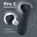 Clitoral Stimulator Pro 2 Generation 3 with Liquid Air Black Satisfyer