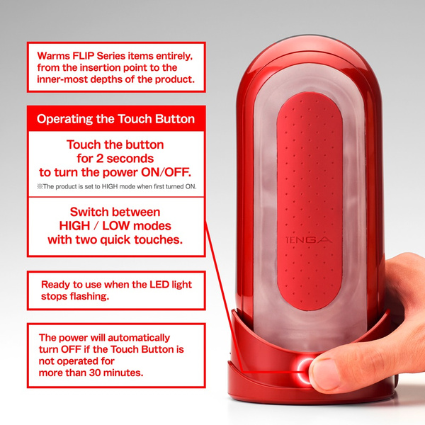 Masturbator Z Podgrzewaczem Flip 0 Red Warmer Package Tenga