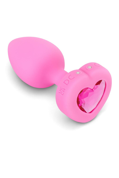  Vibrating Heart Shape Jewel Plug S/M Pink