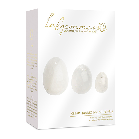 Zestaw Jajeczek Yoni Z Czystego Kwarcu Yoni Egg Set Clear Quartz (L-M-S) La Gemmes
