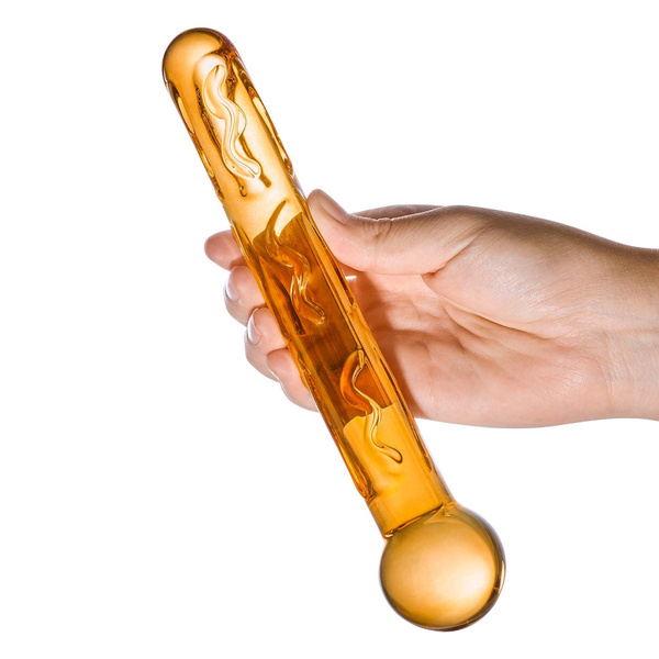 Pomarańczowe Żebrowane Szklane Dildo Orange Tickler S Dildo Glas
