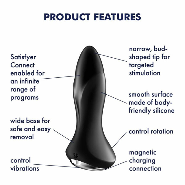  Vibrator Rotation Plug 1 Connect App Black