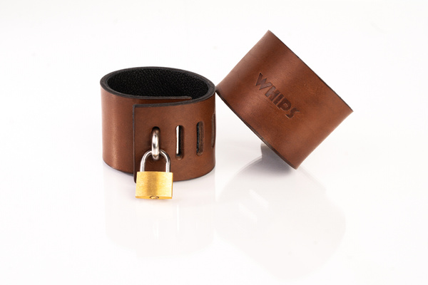 Brown Locking Cuffs Size S Primal Bond Whips