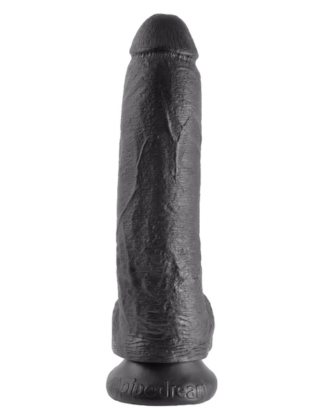 9' Cock With Balls Black Dildo Z Jądrami Czarne 23Cm King Cock