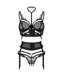 3-Piece Crotchless Set Premisis Black L/XL Obsessive Premium