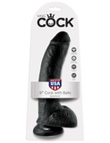 9' Cock With Balls Black Dildo Z Jądrami Czarne 23Cm King Cock