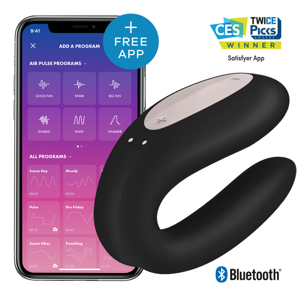 Wibrator Dla Par Double Joy Black With App Satisfyer