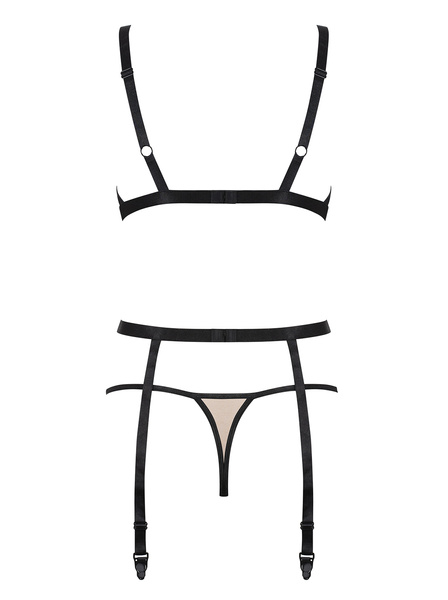 Beige Set with Garter Belt Nudelia Nude S/M Obsessive