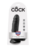 King Cock 7" Cock with Balls Black