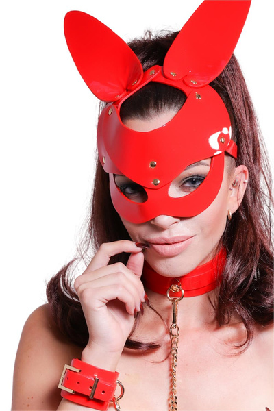 Maska Królika Bunny Mask Red Kinky Diva