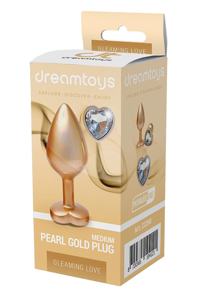 DREAMTOYS GLEAMING LOVE PEARL GOLD PLUG MEDIUM
