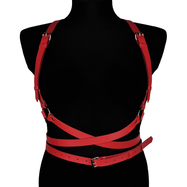 Leather harness Noemi red