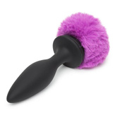 Wibrująca Zatyczka Z Ogonkiem I Kryształkiem Vibrating Butt Plug Black Medium Happy Rabbit