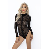 Body F287 Leopard Flock Bodysuit M Noir Handmade