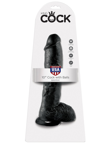 10' Cock With Balls Black Dildo Z Jądrami Czarne 25 Cm King Cock