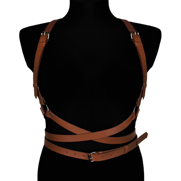 Brązowa Skórzana Uprząż Na Ciało Noemi Karess