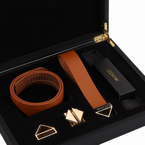 LOCKINK Collar with Leash Set Brown