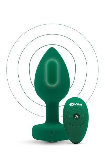 Korek analny Vibrating Jewel Plug M/L Emerald Green b-Vibe