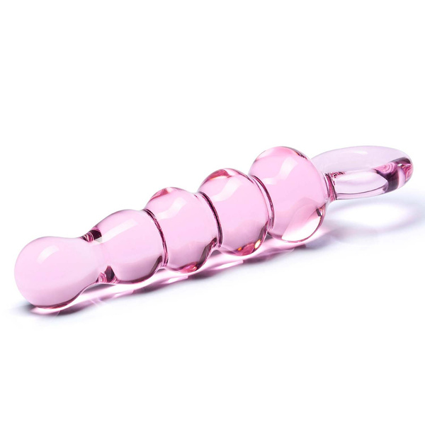 Różowe Szklane Dildo Z Uchwytem Quintessence Beaded S Anal Slider Glas