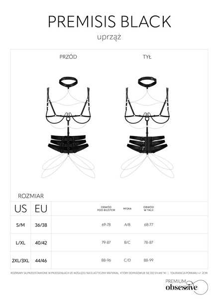 Harness Premisis Black S/M/L Obsessive Premium