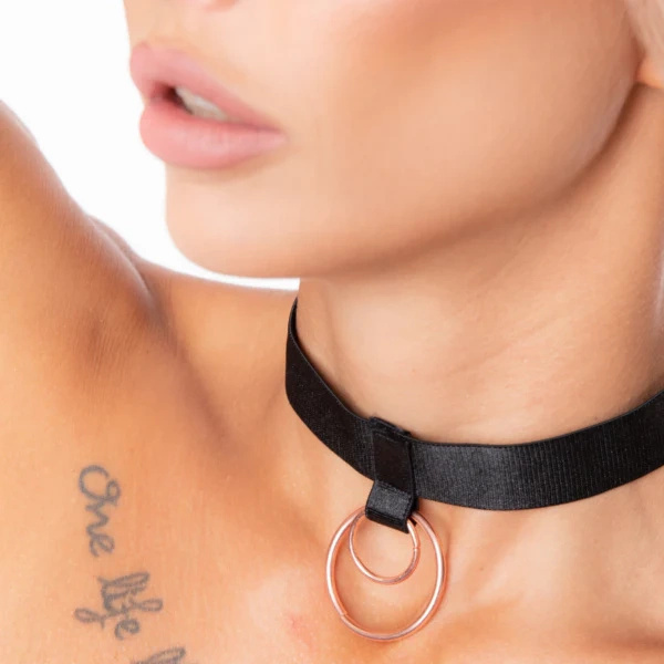 Kinky Diva 1-Strap Collar Black/Rose Gold