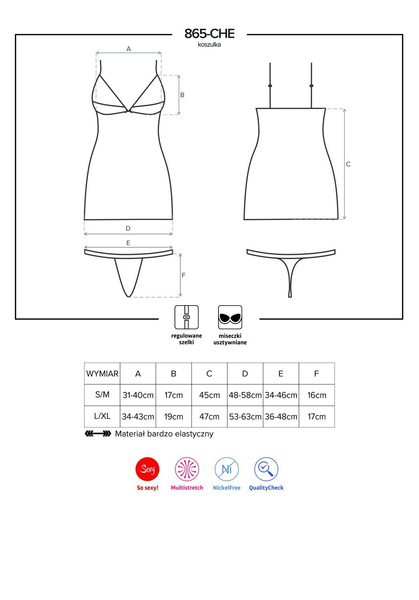 865-Che-1 Black Chemise L/XL Obsessive