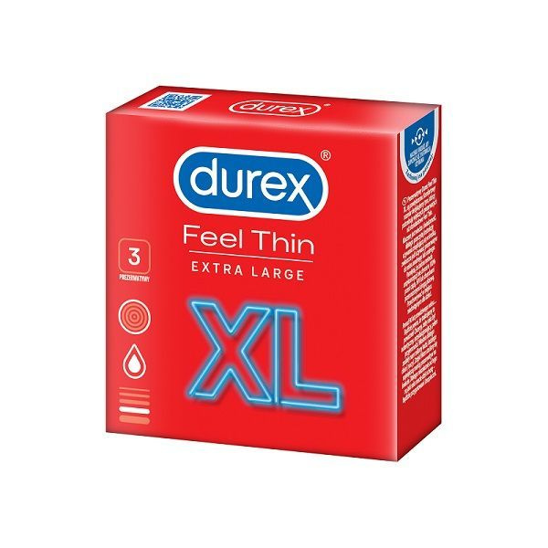 Cienkie Prezerwatywy Lateksowe O Większym Rozmiarze Feel Thin Xl 3 Szt. Durex