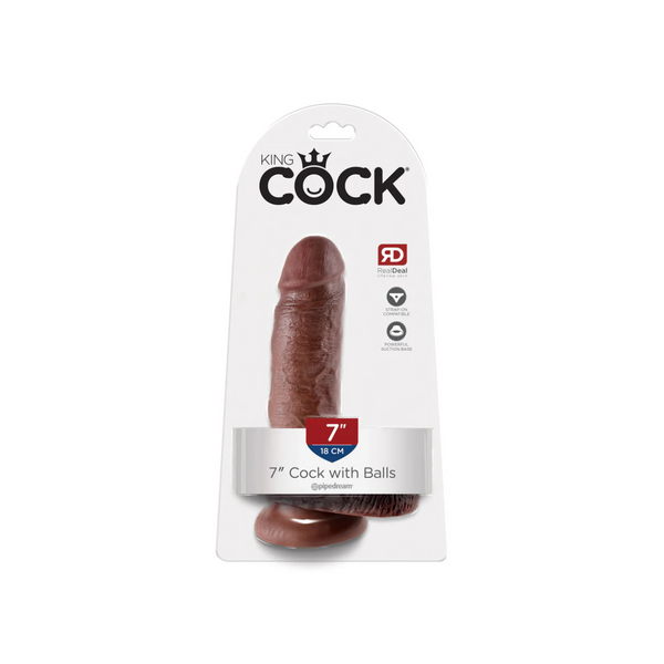Dildo 18Cm King Cock With Balls Brown Pipedream
