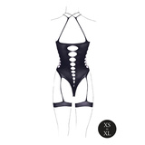 Metis Xvl Bodysuit With Garters Crossed Neckline Black Os Le Désir