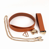 Obróżka Ze Smyczą Collar With Leash Set Brown LOCKINK