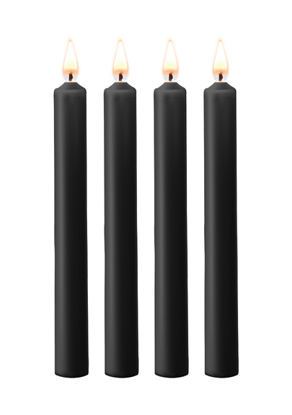 Teasing Wax Candles Large 4-Pack Black - Czarny Zestaw Długich Świec Do Bdsm Ouch! by Shots